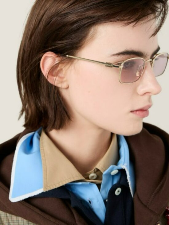 Miu Miu Women Sunglasses Pale Gold Pink Rectangle MUA53S ZVN4I0 NEW AUTHENTIC main image 10